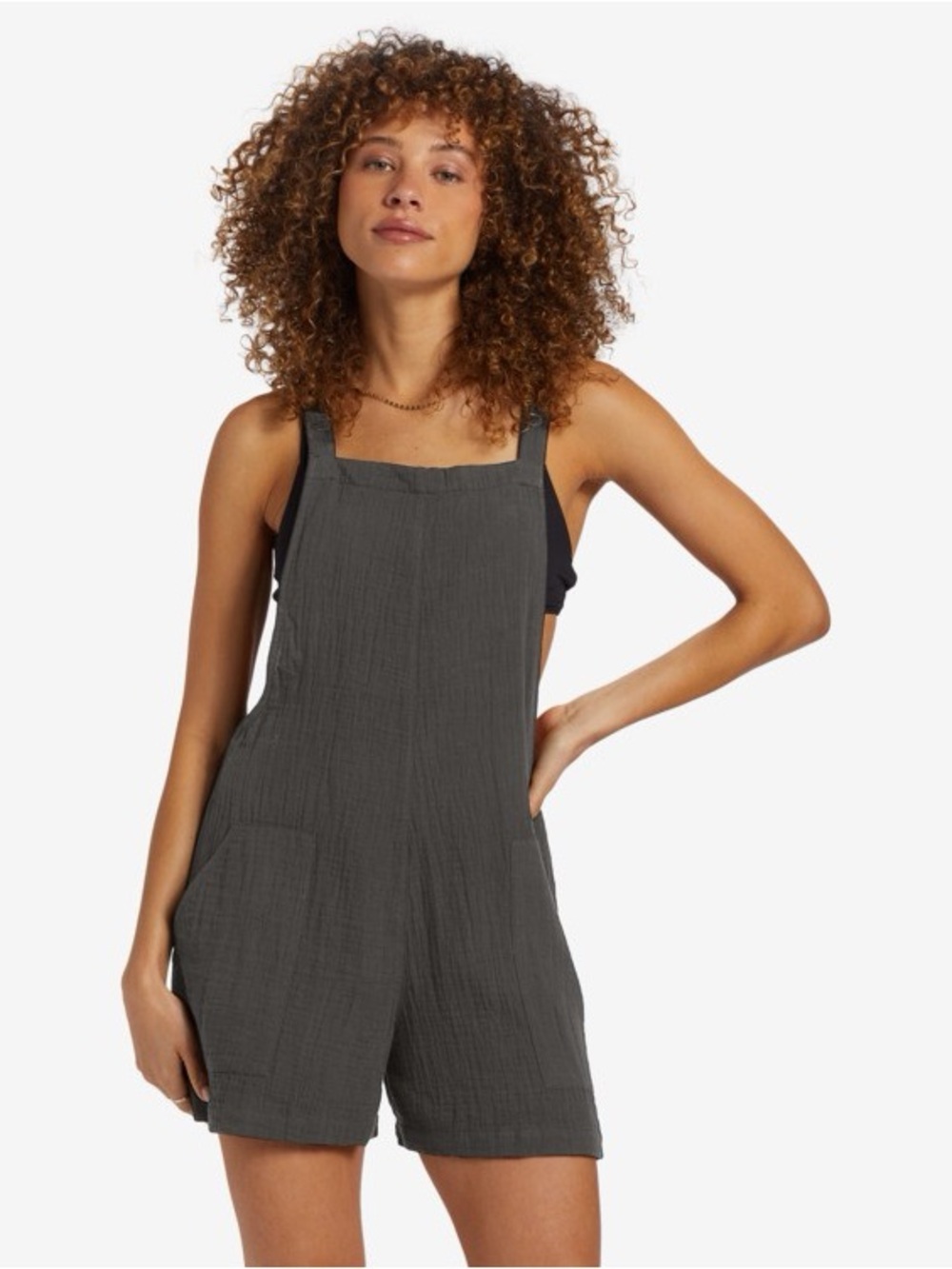 aerie Charcoal Short Overalls Romper